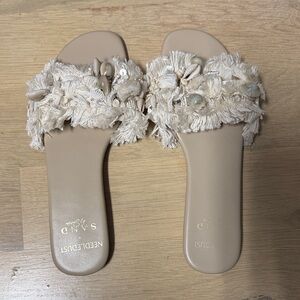 Seashell Cream Embellished Sandals
